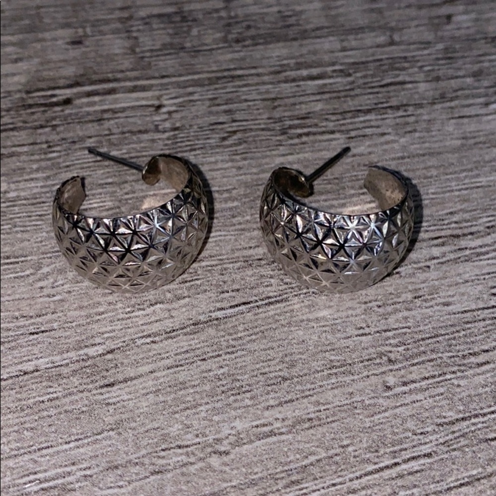 Silver Hoop Stud Earrings